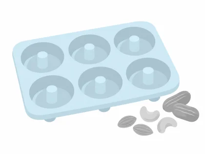 ドーナツ型シリコンモールドと材料のイラスト